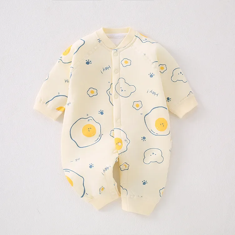 2025宝宝连体衣秋冬保暖纯棉新生儿40g薄棉打底婴儿衣服夹棉秋装