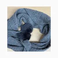 LNHJ【衔霜】百搭精致优雅山羊绒狐狸毛球披肩围巾（毛球可拆卸）