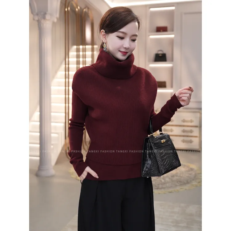 2026秋冬新款女装【8498】法式修身内搭高领显瘦毛衣+高领针织马