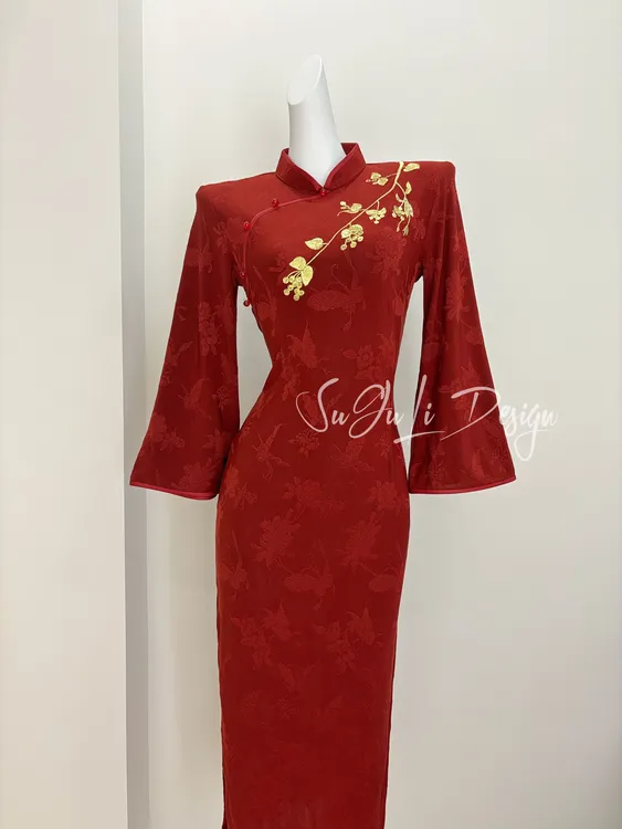 【丹凤衔霞】新款文艺复古高端日常旗袍奢华气质旗袍衣长120