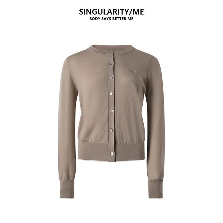 Singularity Me 9A 07071 羊毛刺绣单排扣时髦休闲冬长袖针织开衫