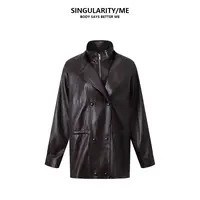 Singularity Me 9A 7338 摩登假两件立领酷飒中性潮宽松皮衣外套