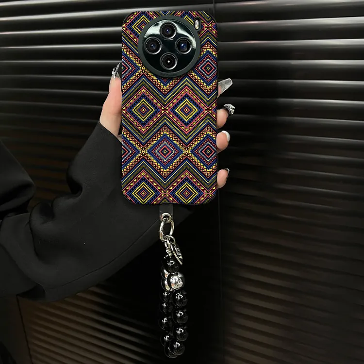 适用【vivox100s】复古菱格花纹ins风小羊皮创意网红个性手机壳女款