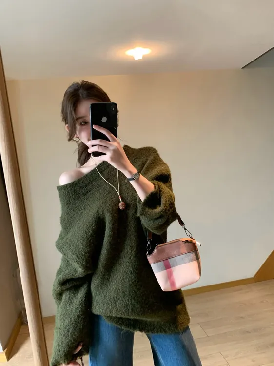 望野集WIdset新款时尚洋气百搭慵懒风仿貂毛毛衣（三种穿法）10311#