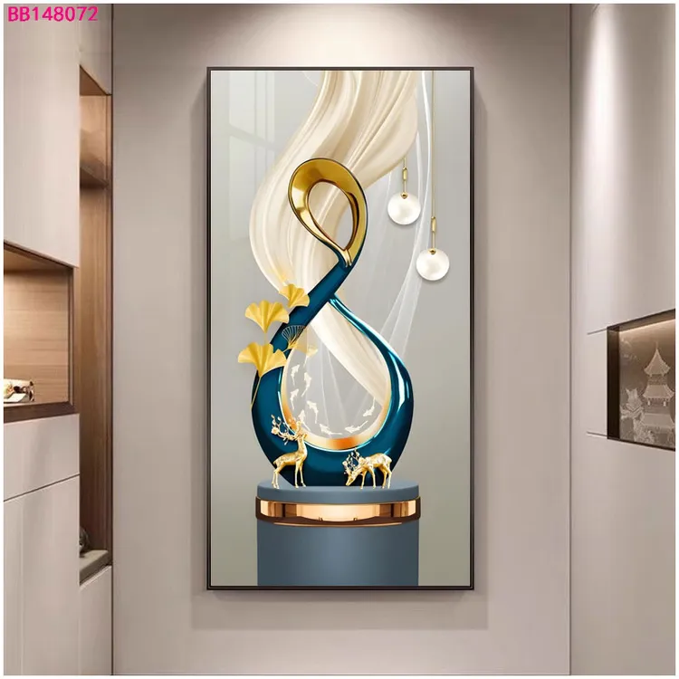 2025新款简约水晶画入户玄关竖版装饰画走廊过道墙壁画高清防水