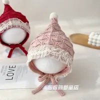 婴儿帽子秋冬季韩版针织帽女宝宝冬季加厚保暖护耳帽婴幼儿毛线帽