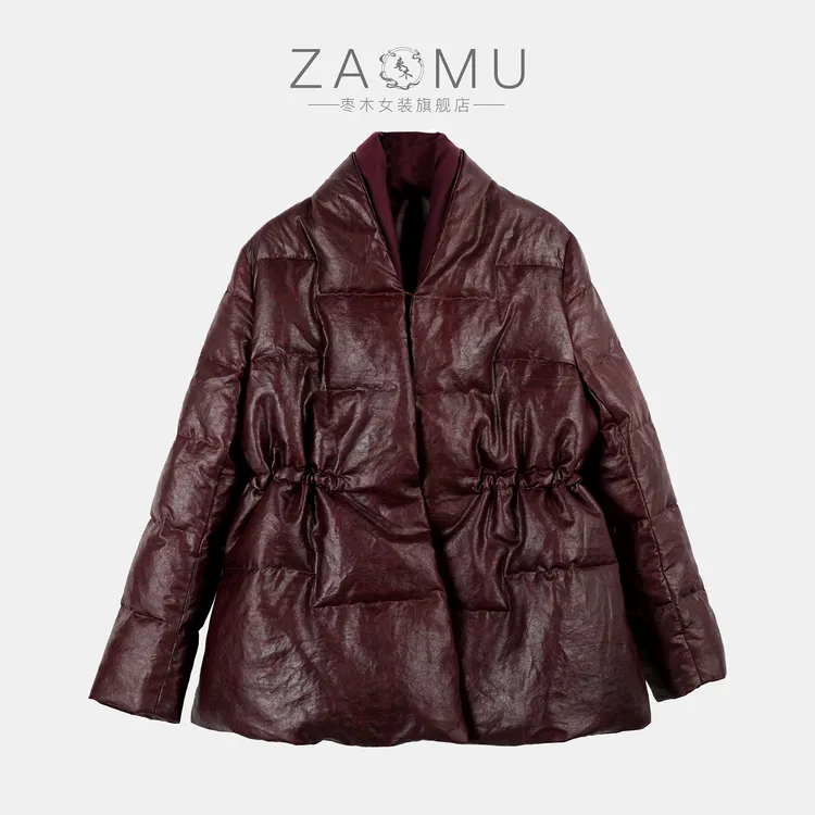 100%桑蚕丝香云纱龟裂纹90白鹅绒羽绒服冬季短款羽绒服