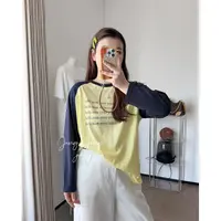 晶麦恬【拼色字母T】简约韩系百搭休闲遮肉款T恤