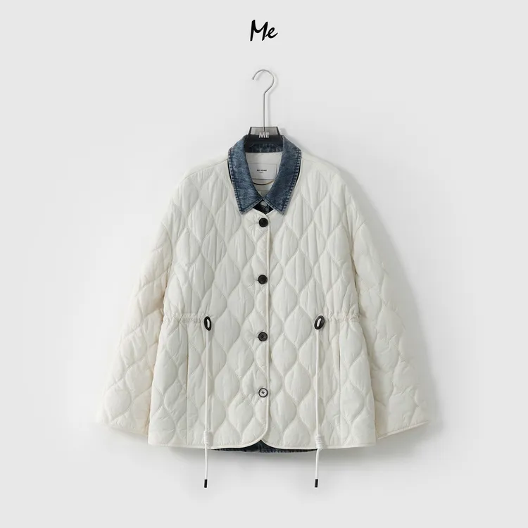 ME【沙漏假两件】双线沙漏绗棉格纹棉衣收腰显瘦百搭棉服MEQA3058