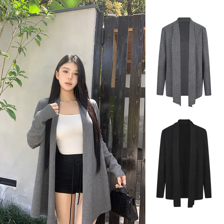 Moses Queen/魔西女王纸片人RO针织开衫时髦长款外套慵懒风毛衣女