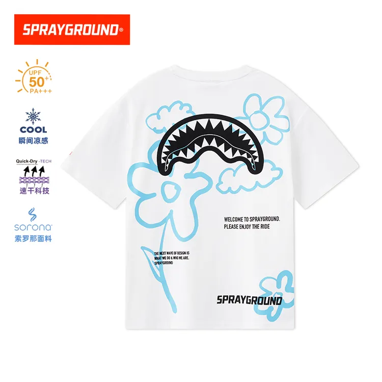 SPRAYGROUND鲨鱼嘴短袖T恤速干凉感防晒印花圆领潮流GC WE120242