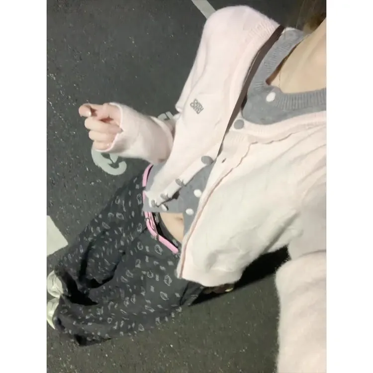 韩系甜美软糯花边开衫撞色假两件修身百搭短款毛衣+裤子两件套装