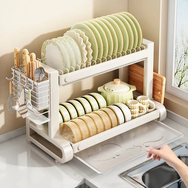 亚努斯厨房碗碟收纳置物架台面多功能放碗盘家用2025新款沥水碗架