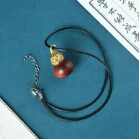 赞比亚血檀镂空镶嵌葫芦香囊脖挂