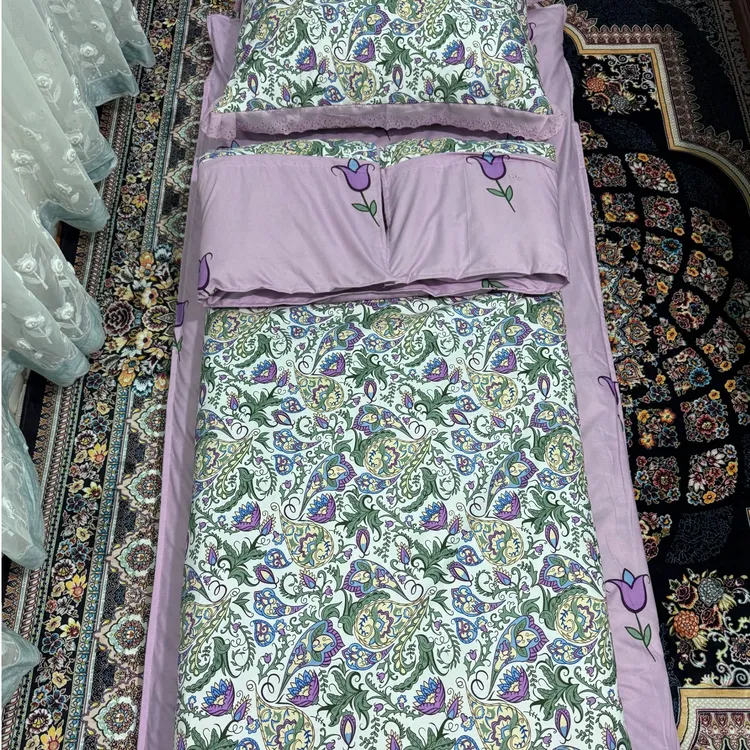 新款三件套【紫色喇叭花】床品床单被套印花单人机洗多多功能 