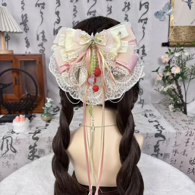 【荔枝酥】国风发夹多层次蝴蝶结发饰头饰甜美弹簧夹