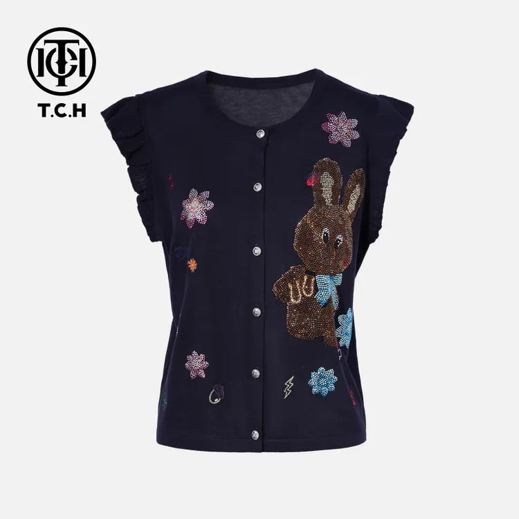 TCH烫钻工艺新时尚淑女百搭新潮流T恤女T75B09E5070轻奢tch