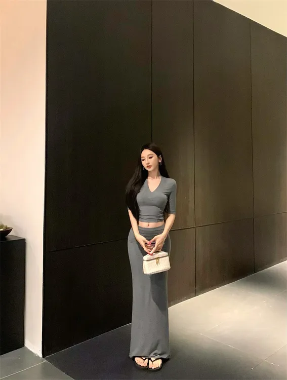 复古气质高级感上衣服套装半身裙两件套A795#