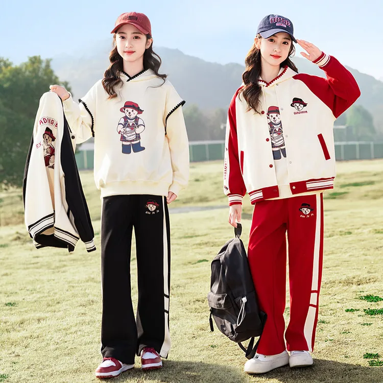 女童秋装套装2025新款洋气时髦女孩春秋款运动休闲春季三件套
