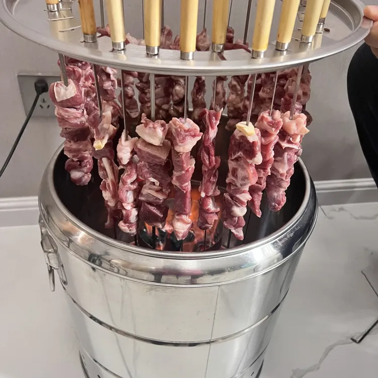 木炭烧烤炉家用室内无烟碳烤肉串机户外小型不锈钢吊炉烧烤架全套