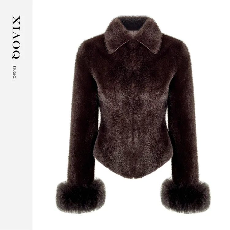 XIAOQ「繁华腔调」老钱高级感毛领时尚贵气草草长袖收腰短外套41989