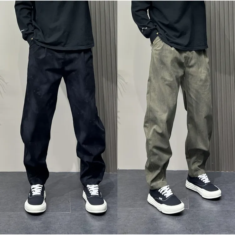 2025年秋季新款男士水洗做旧阔腿裤美式复古高街痞帅直筒休闲裤