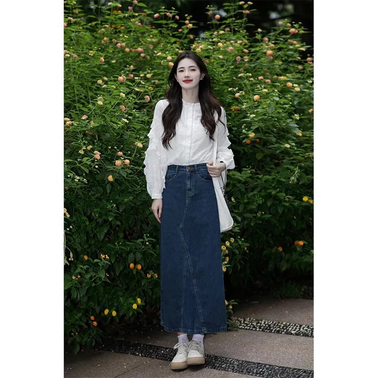 法式清纯风立领荷叶袖设计感衬衫女2025春秋新品简约宽松休闲套装