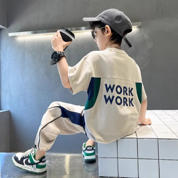 儿童男童夏装套装2025新款洋气酷帅夏款短袖男孩衣服夏季长裤薄款