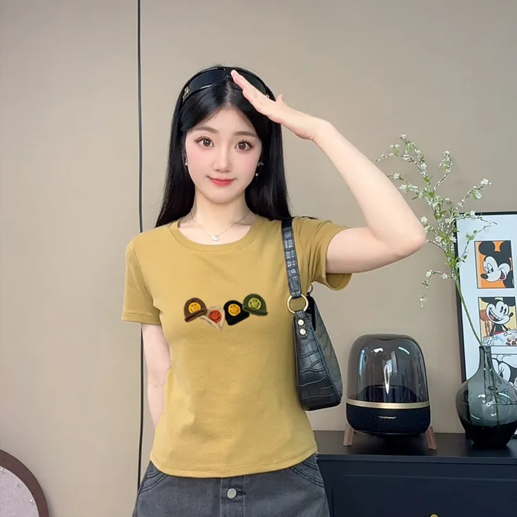 百搭U领正肩T恤女夏季2025年新款小众设计感修身显瘦收腰上衣服