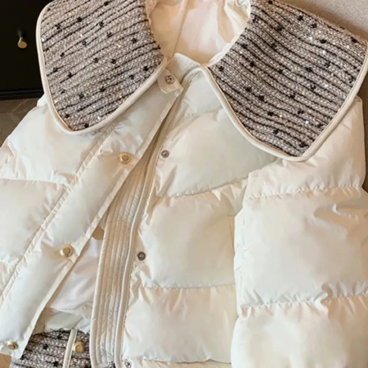 欧货国标羽绒女短款冬高级设计感小众加厚保暖娃娃领羽绒外套