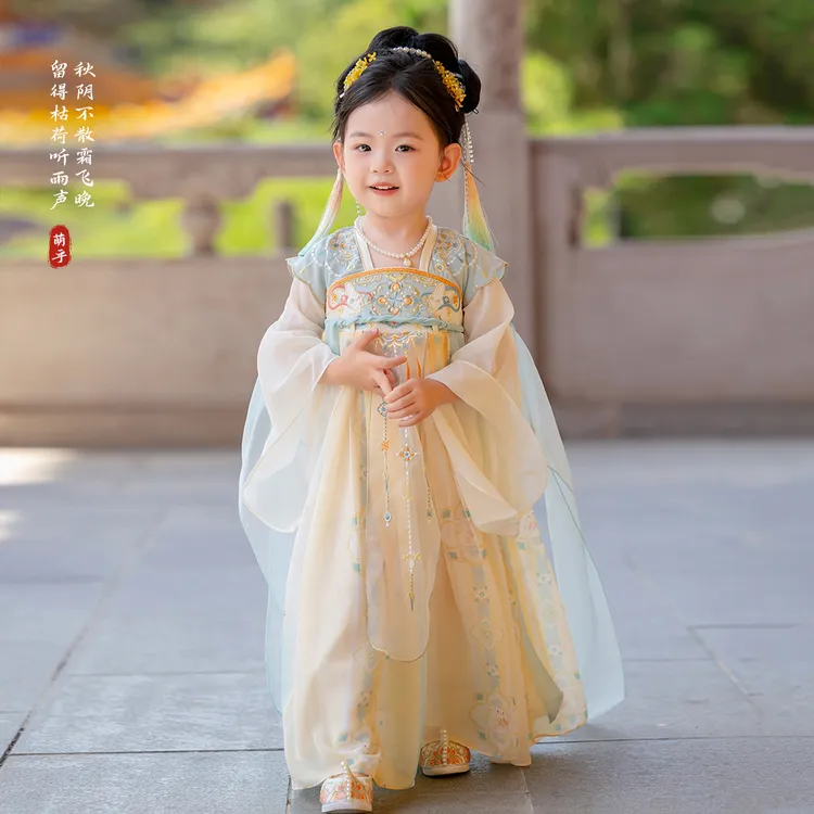萌乎【胧胧月】秋季新款女童中国风唐制齐胸汉服襦裙连衣裙243817