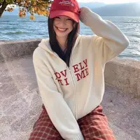 2219韩系松弛感连帽毛衣女款宽松慵懒开衫外套高级感chic别致上衣
