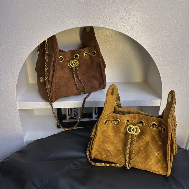 【HM】磨砂小号托特 秋冬新款小香风菱格腋下斜挎包气质百搭25hobo