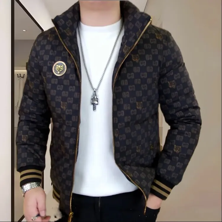 欧洲站高端冬季男士立领羽绒服时尚轻奢休闲保暖90白鸭绒百搭外套