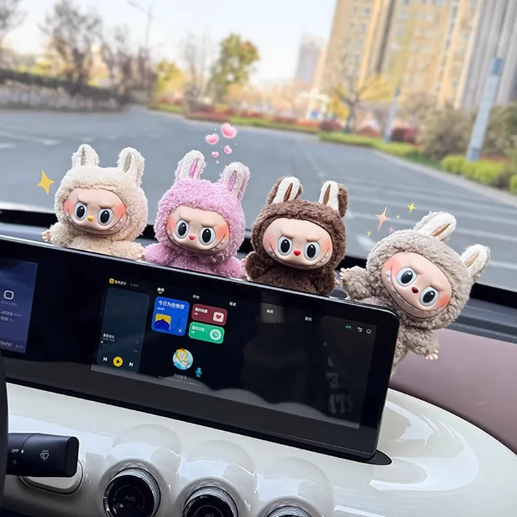 拉布布车载摆件中控屏幕趴趴摆件泡泡玛特显示屏装饰车内饰品高级