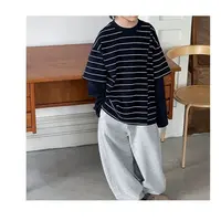 柳柳定制  2025秋季儿童新品假两件韩版条纹长袖卫衣  880349