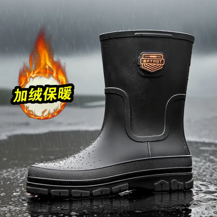 雨鞋男中筒雨靴男士新款水鞋防滑防水加绒厚底耐磨洗车厨房钓鱼鞋