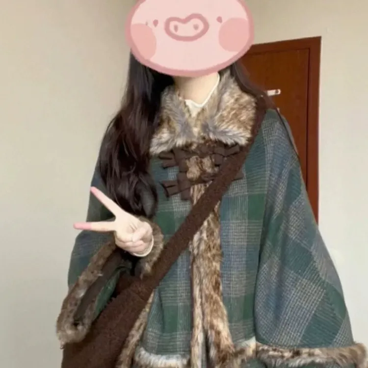 2025冬季独特超好看套装女小香风复古显瘦披肩斗篷毛呢外套半身裙