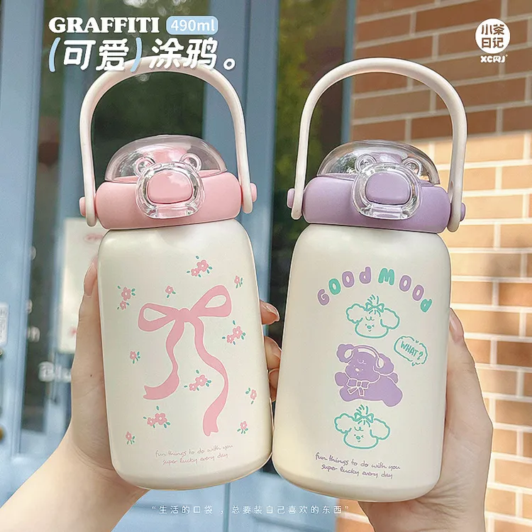 新款不锈钢保温杯女高颜值家用大容量创意女士可爱便携杯子吸管杯
