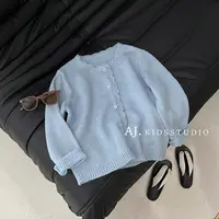 【现货】阿卷2025秋装韩版儿童洋气简约花边百搭针织开衫HCXZ4124