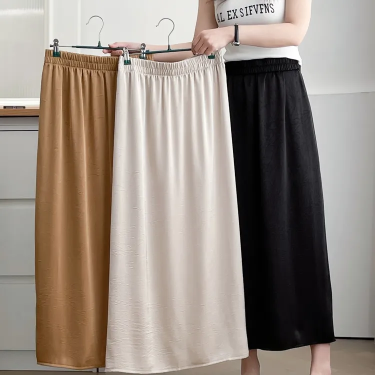 大码女装新款裙子胖mm夏装a字裙松紧腰新中式国风提花开叉半身裙