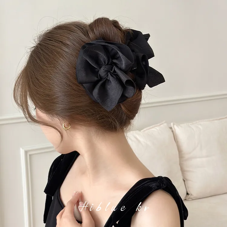 韩式缎面布艺蝴蝶结抓夹大号女后脑勺发量大夹子发夹头饰鲨鱼夹