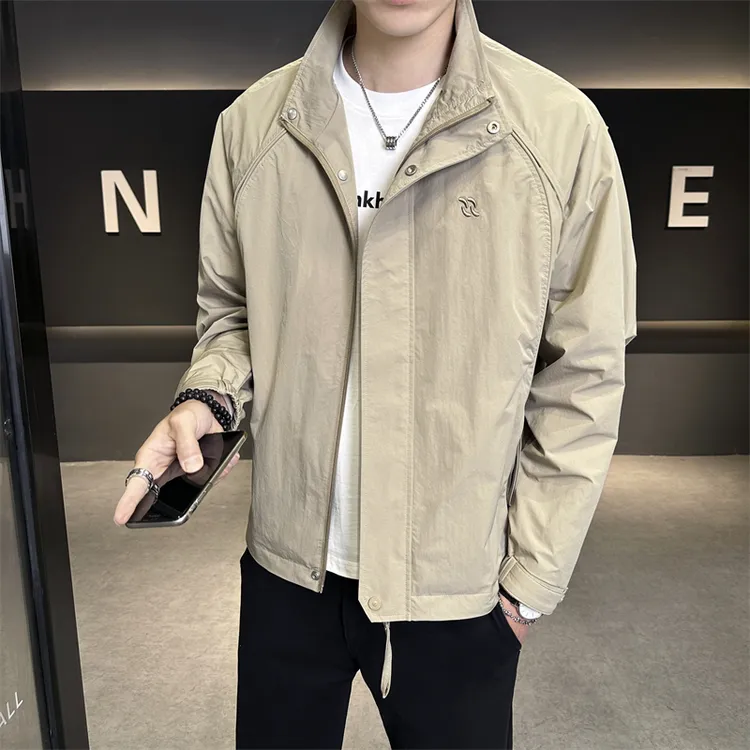 休闲男外套时尚百搭工装夹克韩版薄款潮流立领男上衣