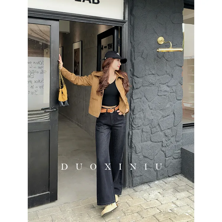 DUOXINIU/多喜牛/DaLin秋冬新款宽松显瘦弯刀裤阔腿牛仔裤女89320