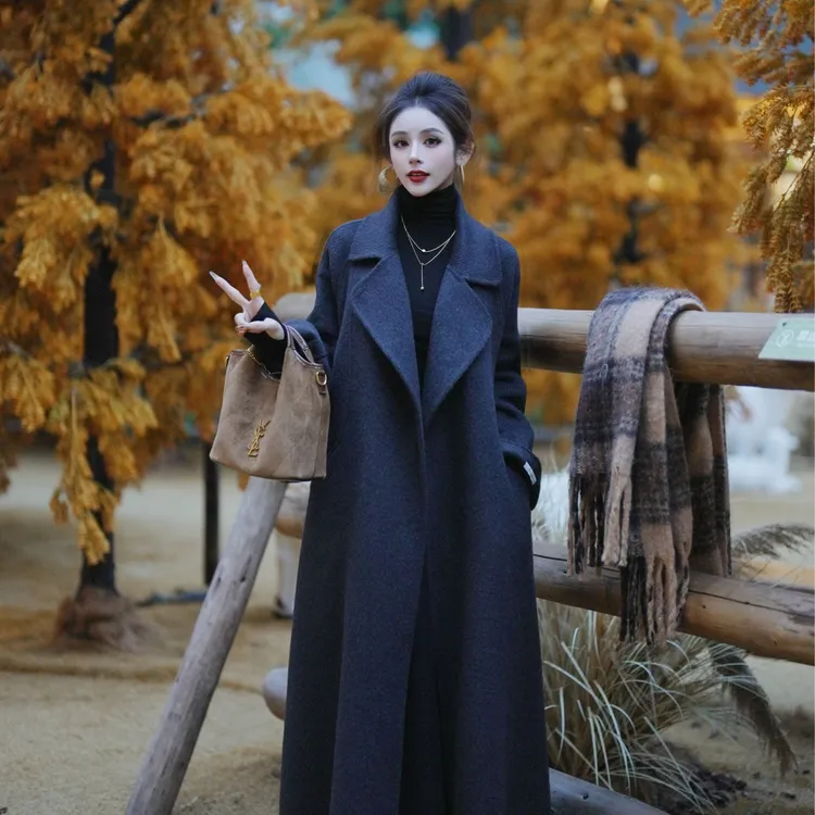 显瘦上衣秋冬新款2025年双面绵羊毛大衣直播女装毛呢外套宽松