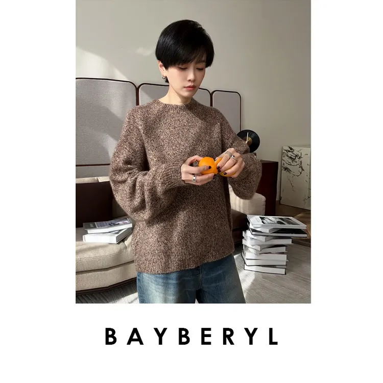 CC12-BAYBERYL老贝奥法画廊*花纱丝羊绒复古圆领针织衫ZZS5G0245