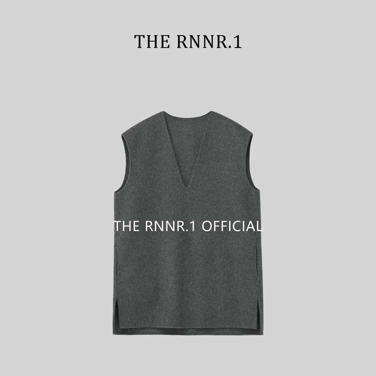 THE RNNR.1老钱风  全羊毛双面呢 叠穿 V领灰色马甲