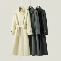 JIALENI佳乐妮立领赫本风系带羊毛大衣10802