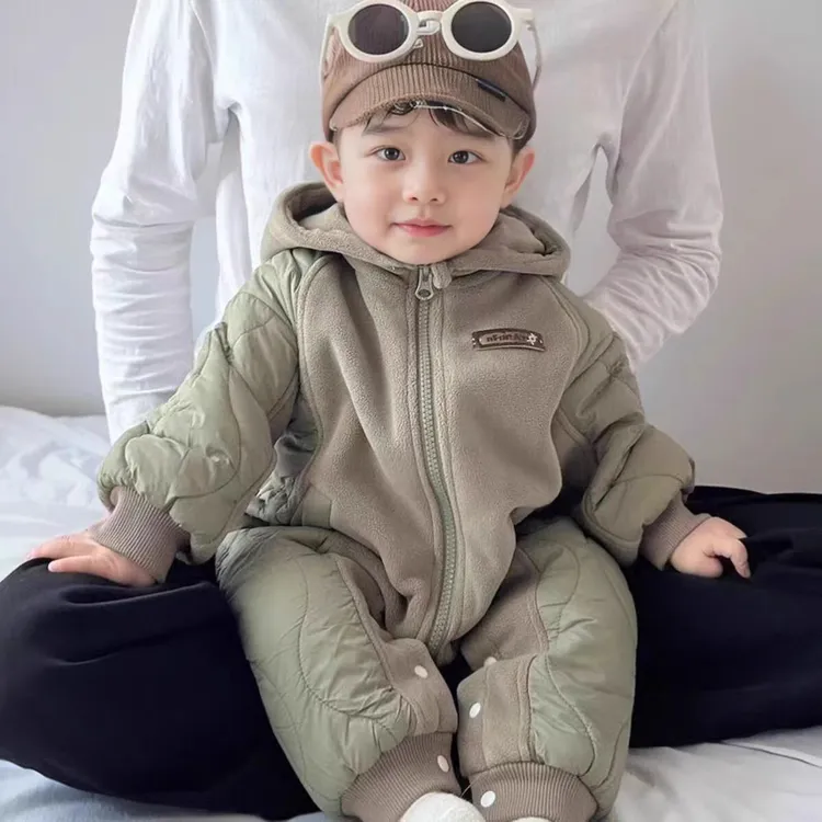小黄鸭婴儿衣服秋冬季夹棉保暖宝宝连体衣冬装婴幼儿冬天满月外出