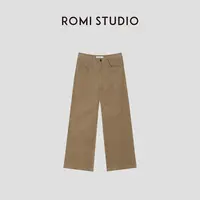 ROMI STUDIO “复古美学” 100棉轻酵洗灯芯绒直筒休闲裤 431K0012